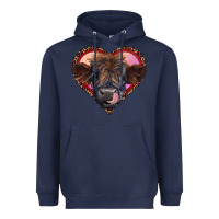 Navy leopard heart highland calf Heavyweight Hoodie - RanaPortraitStore