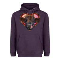 Plum leopard heart highland calf Heavyweight Hoodie - RanaPortraitStore