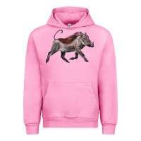 Fuchsia Pink Warthog Illustrations Urban Hoodie - LillyAllenDesigns