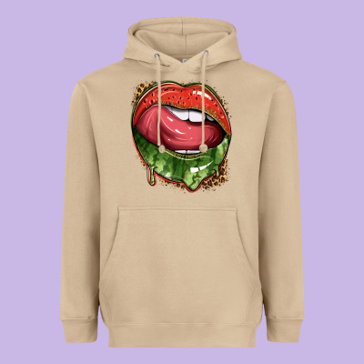 Watermelon Lips With Leopard Heavyweight Hoodie Designed By Texasbilliewilder
