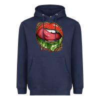 Navy watermelon lips with leopard Heavyweight Hoodie - texasbilliewilder