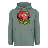 Sage watermelon lips with leopard Heavyweight Hoodie - texasbilliewilder