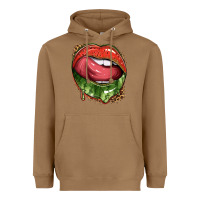 Toasted Coconut watermelon lips with leopard Heavyweight Hoodie - texasbilliewilder