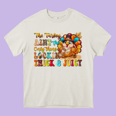Thanksgiving Turkey Humor Heavy Core Tee Designed By Cowhidedigitalart