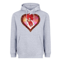 Heather Grey valentine's day rooster with leopard heart Heavyweight Hoodie - RanaPortraitStore
