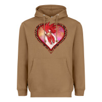 Toasted Coconut valentine's day rooster with leopard heart Heavyweight Hoodie - RanaPortraitStore