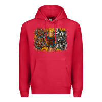 Cardinal saddle sunflower horseshoe cowhide leopard background Premium Hoodie - Artiststas