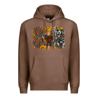 Chestnut saddle sunflower horseshoe cowhide leopard background Premium Hoodie - Artiststas
