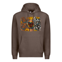 Coffee saddle sunflower horseshoe cowhide leopard background Premium Hoodie - Artiststas