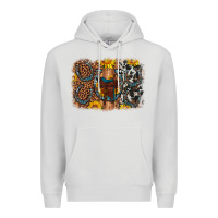 Dove Grey saddle sunflower horseshoe cowhide leopard background Premium Hoodie - Artiststas