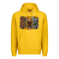 Lemon saddle sunflower horseshoe cowhide leopard background Premium Hoodie - Artiststas