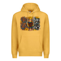Mustard saddle sunflower horseshoe cowhide leopard background Premium Hoodie - Artiststas