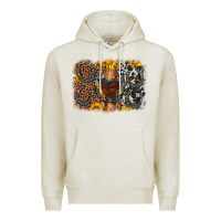 Oatmeal Heather saddle sunflower horseshoe cowhide leopard background Premium Hoodie - Artiststas