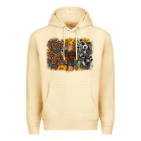Pina Colada saddle sunflower horseshoe cowhide leopard background Premium Hoodie - Artiststas