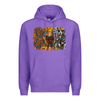 Purple saddle sunflower horseshoe cowhide leopard background Premium Hoodie - Artiststas