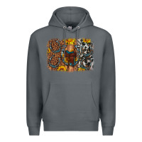 Rock saddle sunflower horseshoe cowhide leopard background Premium Hoodie - Artiststas
