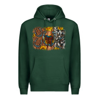 Sports Green saddle sunflower horseshoe cowhide leopard background Premium Hoodie - Artiststas