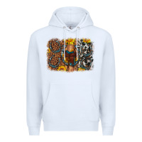 White saddle sunflower horseshoe cowhide leopard background Premium Hoodie - Artiststas