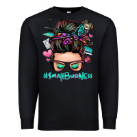 Black small business messy bun Premium Sweatshirt - Zillion Design Studio