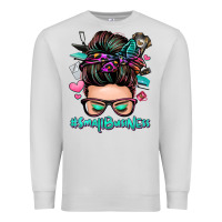 Dove Grey small business messy bun Premium Sweatshirt - Zillion Design Studio