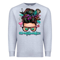Heather Grey small business messy bun Premium Sweatshirt - Zillion Design Studio