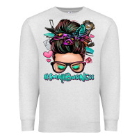 Oatmeal Heather small business messy bun Premium Sweatshirt - Zillion Design Studio
