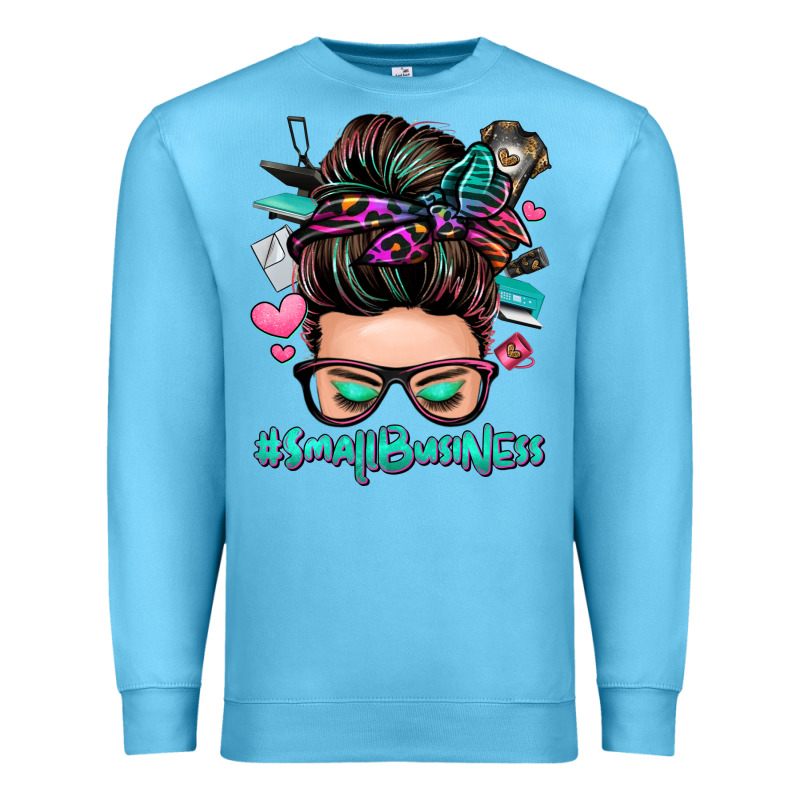 Small Business Messy Bun Premium Sweatshirt by Zillion Design Studio | Teevron