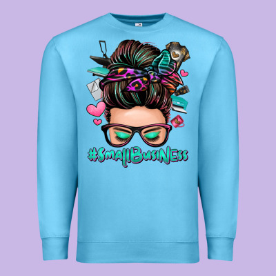 Small Business Messy Bun Premium Sweatshirt Designed By Zillion Design Studio