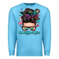 Ocean Blue small business messy bun Premium Sweatshirt - Zillion Design Studio