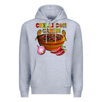 Heather Grey chilli con carne  with chilli pepper Premium Hoodie - AdoDesignShop