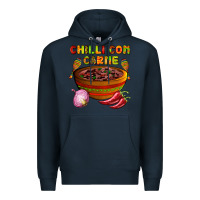 Navy chilli con carne  with chilli pepper Premium Hoodie - AdoDesignShop