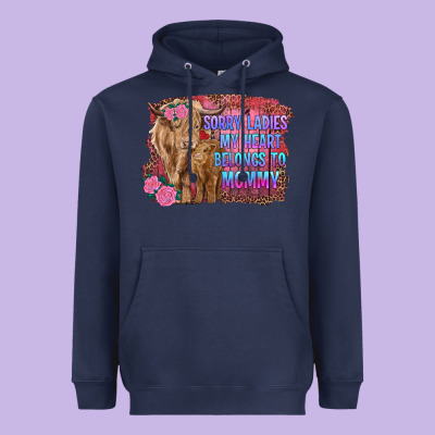 Sorry Ladies My Heart Belongs To Mommy Highland Cow And Calf Heavyweight Hoodie Designed By Ranaportraitstore