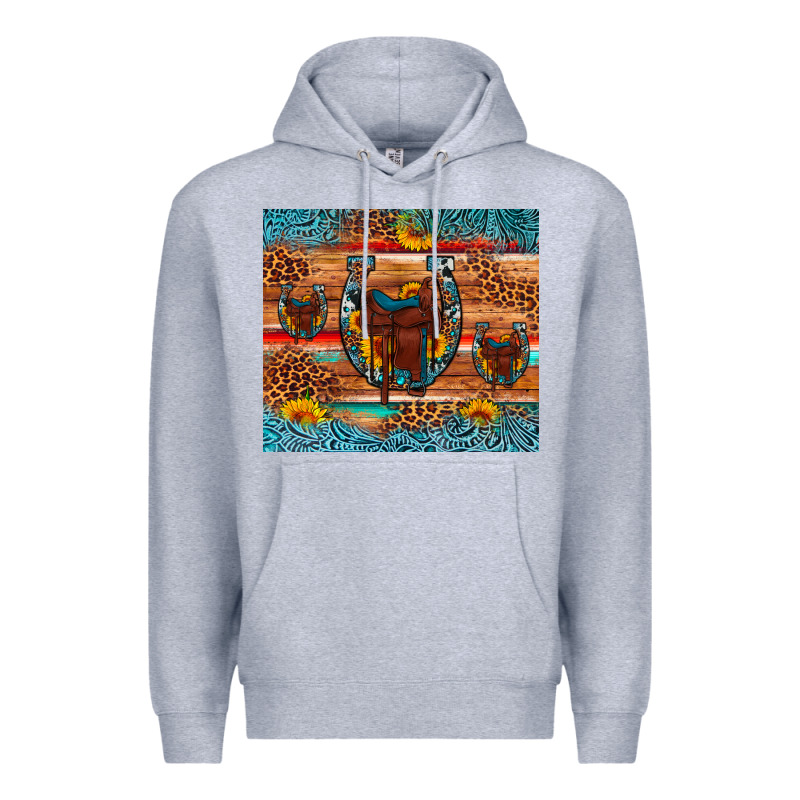 Saddle Horseshoe Leopard Sunflower Premium Hoodie by Artiststas | Teevron