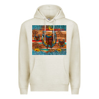 Oatmeal Heather saddle horseshoe leopard sunflower Premium Hoodie - Artiststas