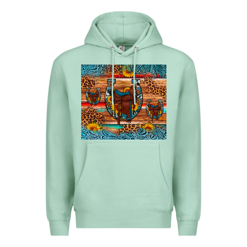 Saddle Horseshoe Leopard Sunflower Premium Hoodie by Artiststas | Teevron