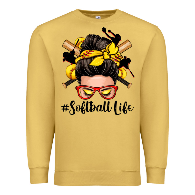 Softball Life Messy Bun Premium Sweatshirt by Zillion Design Studio | Teevron
