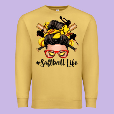 Softball Life Messy Bun Premium Sweatshirt Designed By Zillion Design Studio