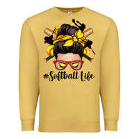 Antique Gold softball life messy bun Premium Sweatshirt - Zillion Design Studio