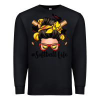 Black softball life messy bun Premium Sweatshirt - Zillion Design Studio