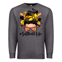 Charcoal Heather softball life messy bun Premium Sweatshirt - Zillion Design Studio
