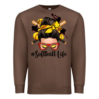 Chestnut softball life messy bun Premium Sweatshirt - Zillion Design Studio