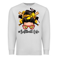 Dove Grey softball life messy bun Premium Sweatshirt - Zillion Design Studio