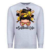 Heather Grey softball life messy bun Premium Sweatshirt - Zillion Design Studio
