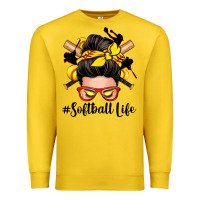 Lemon softball life messy bun Premium Sweatshirt - Zillion Design Studio