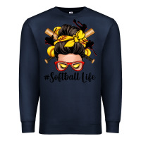 Navy softball life messy bun Premium Sweatshirt - Zillion Design Studio