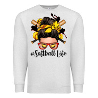 Oatmeal Heather softball life messy bun Premium Sweatshirt - Zillion Design Studio