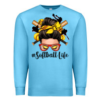 Ocean Blue softball life messy bun Premium Sweatshirt - Zillion Design Studio