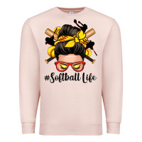 Pale Pink softball life messy bun Premium Sweatshirt - Zillion Design Studio
