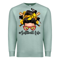 Seafoam softball life messy bun Premium Sweatshirt - Zillion Design Studio