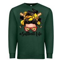 Sports Green softball life messy bun Premium Sweatshirt - Zillion Design Studio